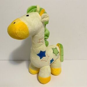 Just One Year Carters Yellow Giraffe Plush Musical Pull Toy Baby Blue Green Star